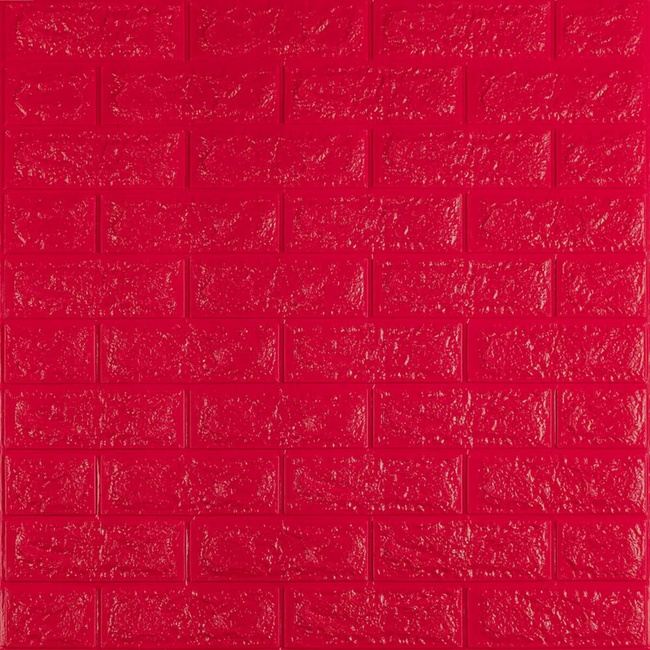 Панель стеновая самоклеящаяся декоративная 3D под кирпич Красный 700х770х7мм (008), Красный, Красный