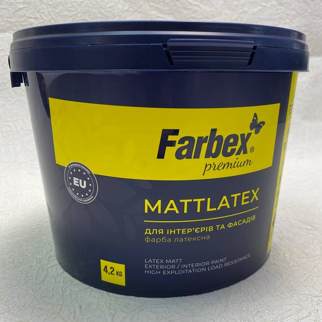 Краска латексная для внутренних и наружных робот Фарбекс MattLatex 4,2 кг (205352), Белый, Белый