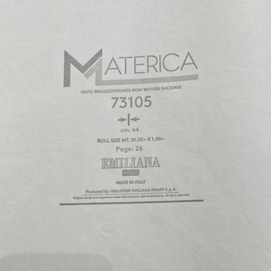 Обои виниловые на флизелиновой основе светло-серый Materica (Emiliana Parati) 1,06 х 10,05м (73105)