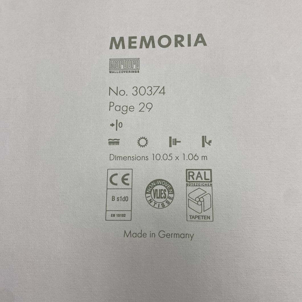 Обои виниловые на флизелиновой основе Светло серые Memoria Marburg 1,06 х 10,05м (30374)