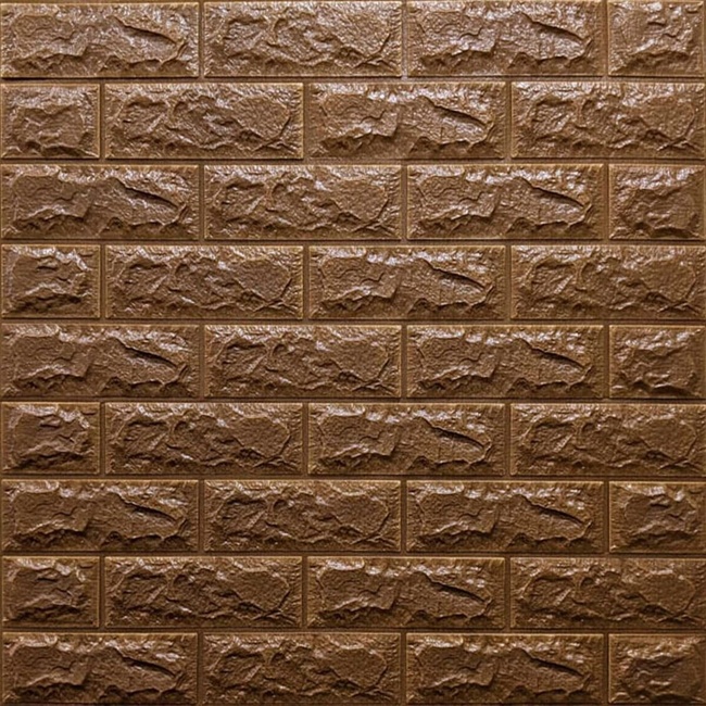 Панель стеновая самоклеящаяся декоративная под кирпич Коричневый 700х770х7мм (020), Коричневый, Коричневый