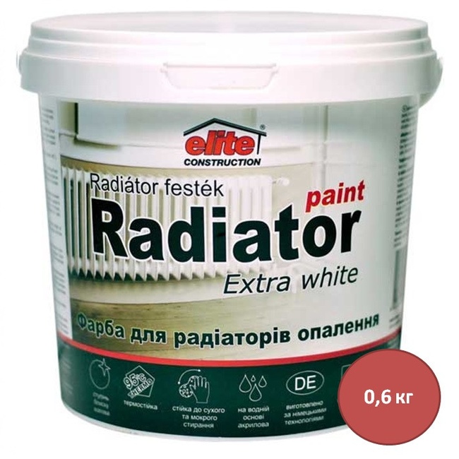 Фарба для радіаторів опалення Elite Extra white 0,6 кг (205308), Білий, Білий