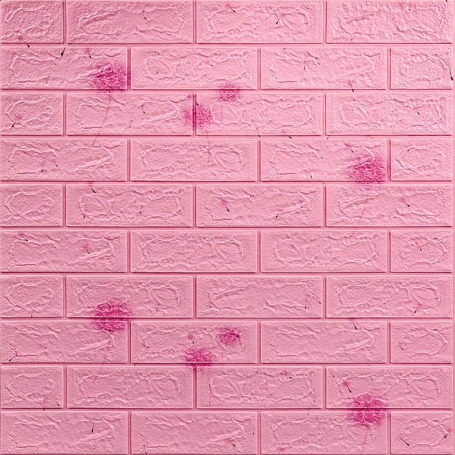 Панель стеновой самоклеящийся декоративный 3D под светло-розовый кирпич Одуванчик 700х770х5мм (022), Розовый, Розовый