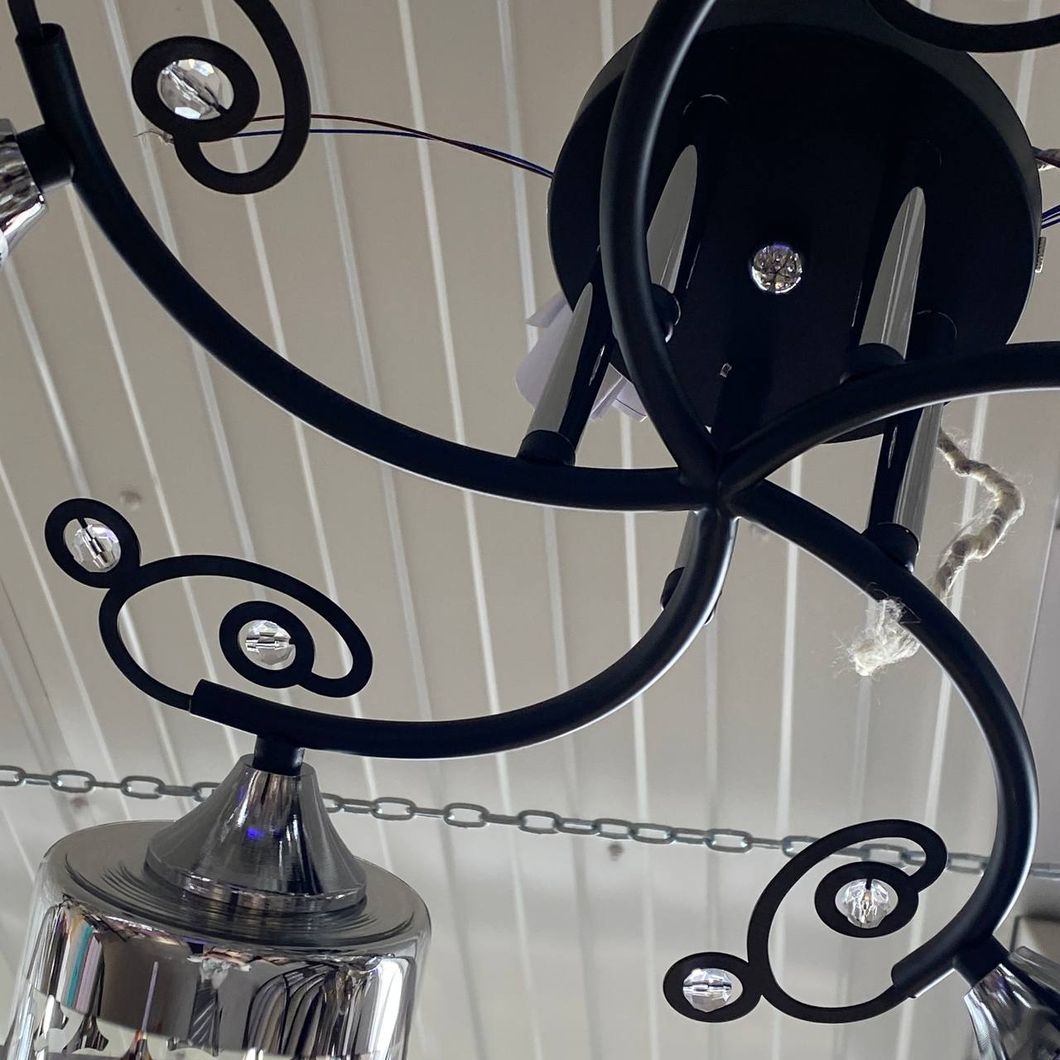 Люстра 5 серебряныхламп в гостиную, спальню в классическом стиле (ХА1435/5), Черный, Чорный-хром