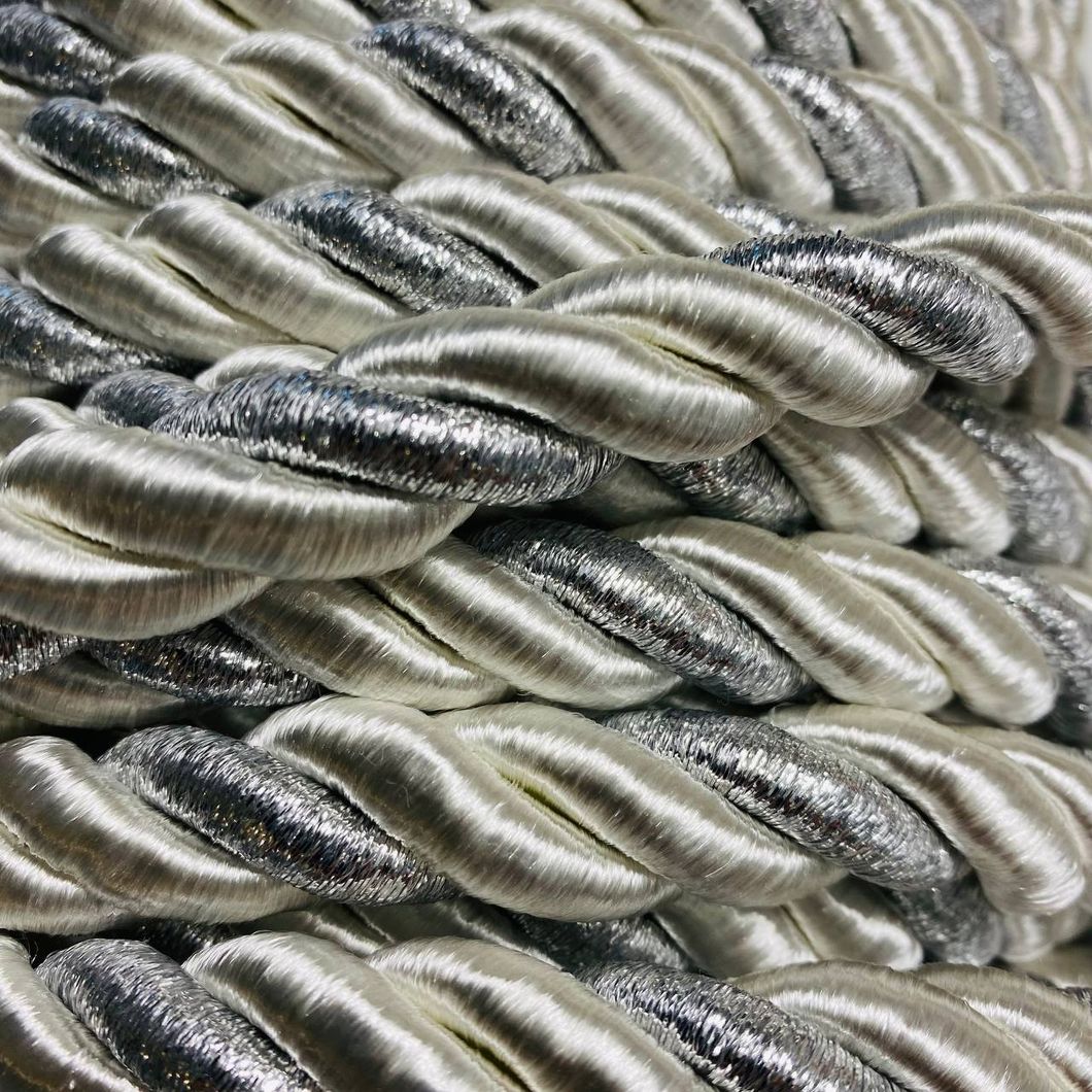 Шнур декоративний кант для натяжних стель сірий із сріблом 0,014 х 1м (канат т1), Серый, Сірий