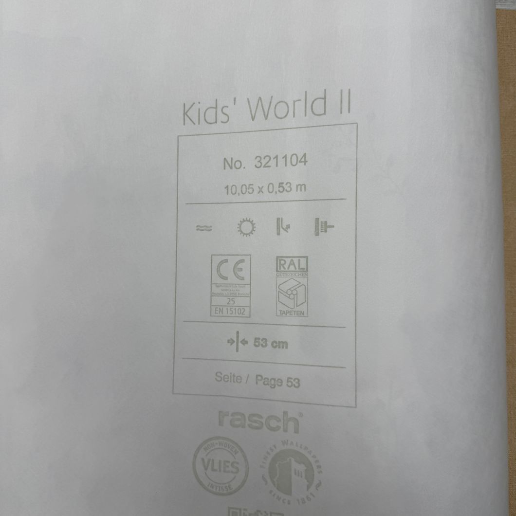 Шпалери вінілові на флізеліновій основі білі Rasch Kids' World 2 0,53 х 10,05м (321104)