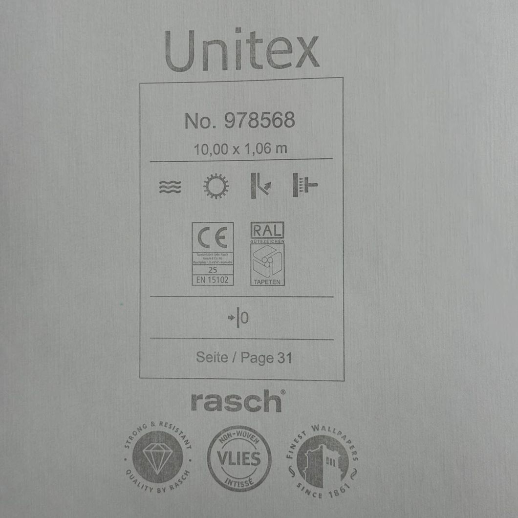Шпалери вінілові на флізеліновій основі Rasch Unitex голубі 1,06 х 10,05м (978568)