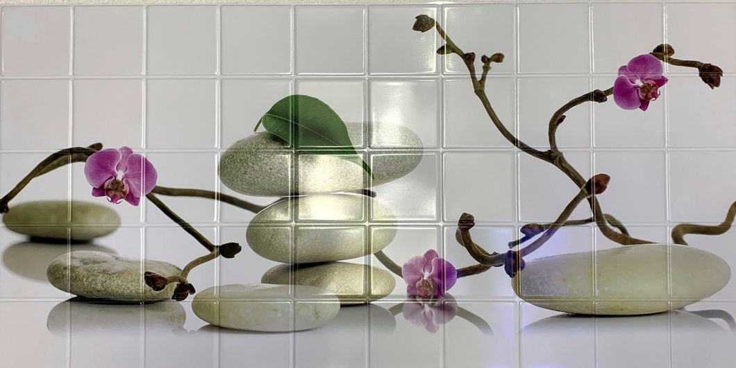 Панель стінова декоративна пластикова мозаїка ПВХ "СПА" 954 мм х 478 мм (548мс), Білий, Білий