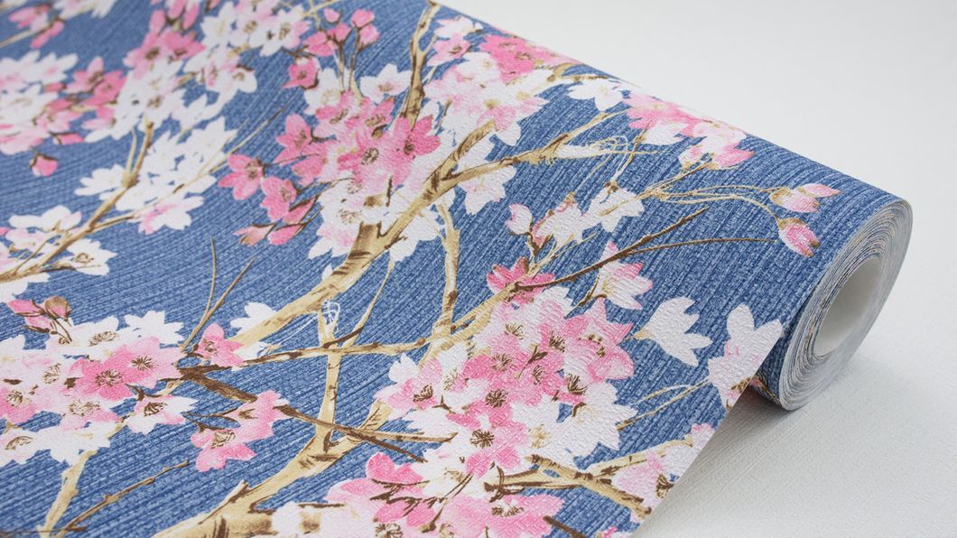 Обои виниловые на флизелиновой основе SINTRA Sakura синие 1,06х10,05м (468357), Синий, Синий, +