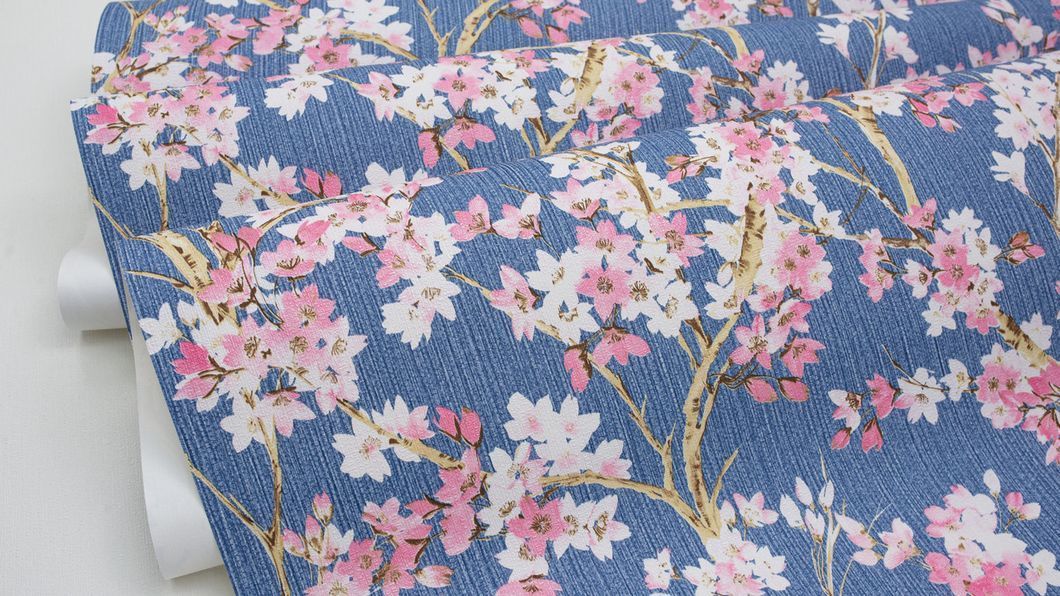 Обои виниловые на флизелиновой основе SINTRA Sakura синие 1,06х10,05м (468357), Синий, Синий, +