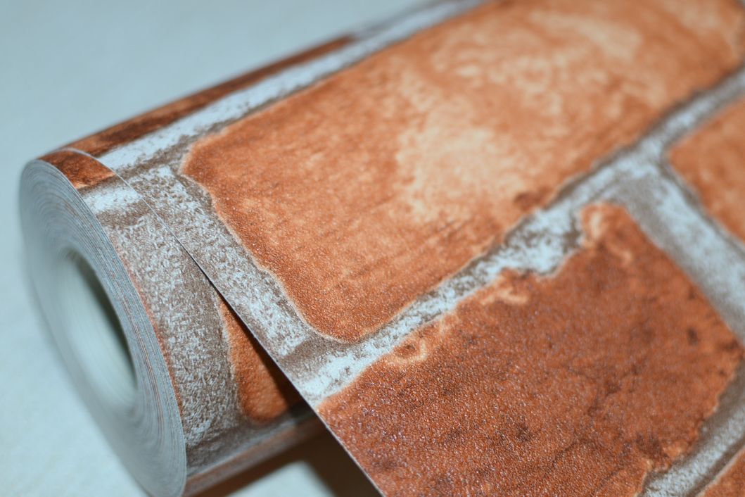 Шпалери вінілові на паперовій основі супер мийка Слов'янські шпалери Expromt B49.4 Цегла помаранчевий 0,53 х 10м (5522-05)