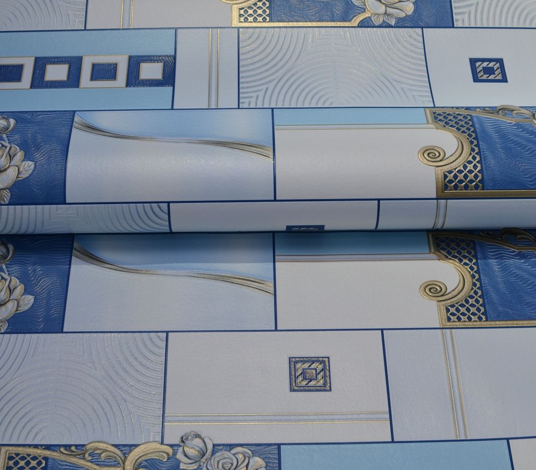 Обои виниловые на бумажной основе супер мойка Славянские обои Expromt В49,4 Бегония голубой 0,53 х 10,05м (5674-03)