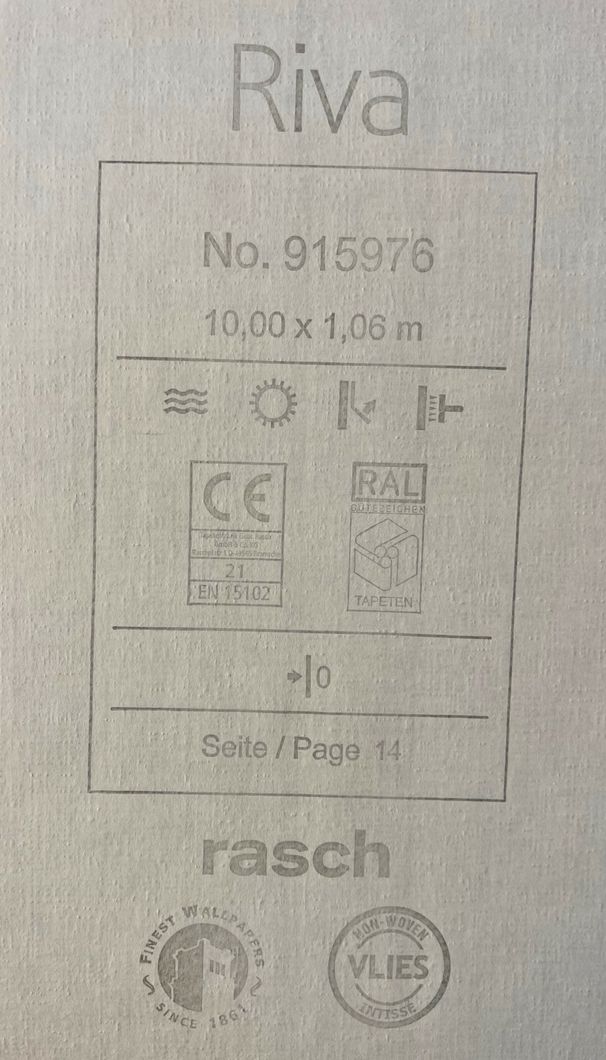 Обои виниловые на флизелиновой основе Серые Rasch Riva  1,06 х 10,05м (915976)