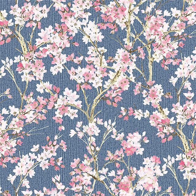 Обои виниловые на флизелиновой основе SINTRA Sakura синие 1,06х10,05м (468357), Синий, Синий, +