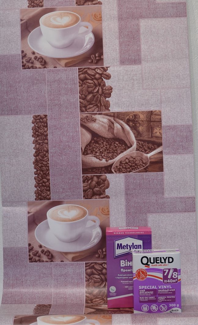 Обои влагостойкие на бумажной основе Шарм Кофе Декор кофейный 0,53 х 10,05м (105-05)