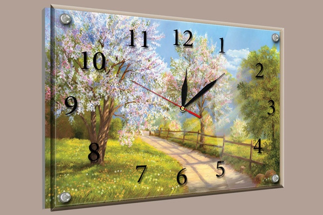 Часы-картина под стеклом Цветущие деревья 30 см x 40 см (3838 - К260)