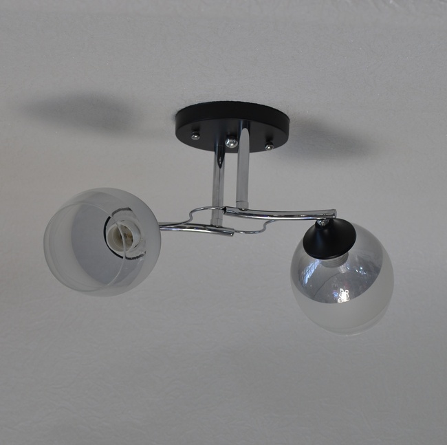 Люстра 2 лампы серые прозрачные в гостиную, спальню в классическом стиле (8622 - 3312 / 2), Хром, Хром