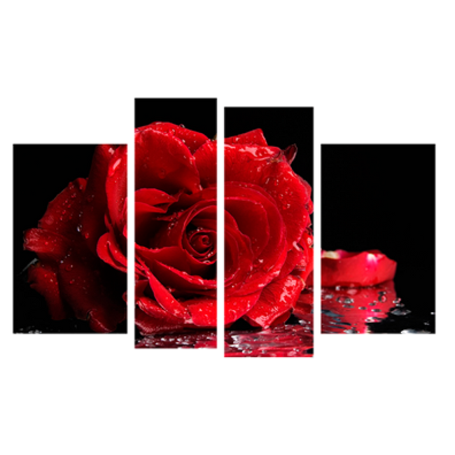 Картина модульна 4 частини Червона троянда 80 х 120 см (8350-340)