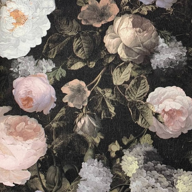 Шпалери вінілові на флізеліновій основі AS Creation History Of Art чорний з квітами 0,53 х 10,05м (37650-5)