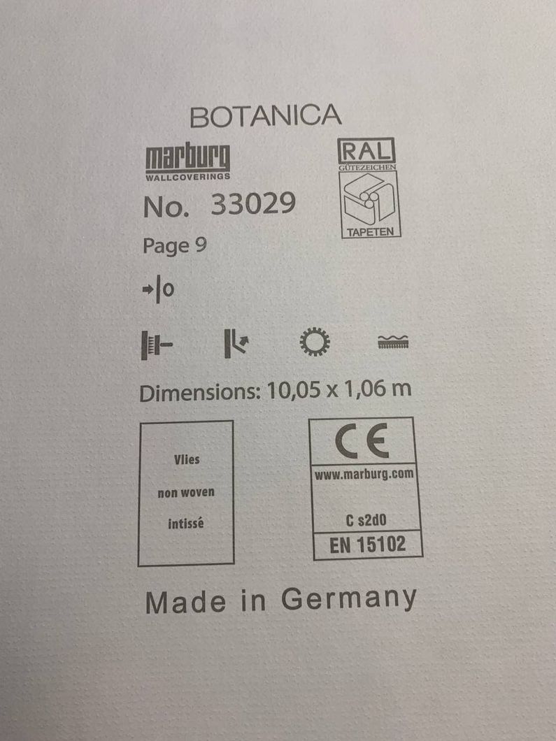 Обои виниловые на флизелиновой основе Marburg Botanica серый 1,06 х 10,05м (33029)