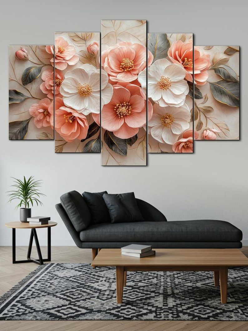 Модульная картина MAKO " Нежные хрустальные цветы" 80x125 см MK50550