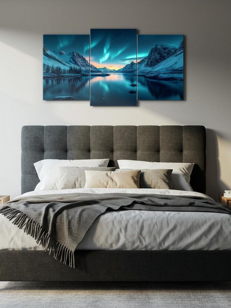 Модульная картина MAKO " Северное сияние в горах " 53x100 см MK30526