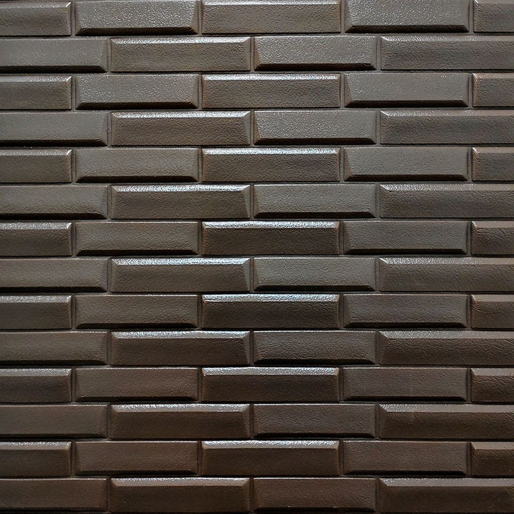 Панель стінова самоклеюча декоративна 3D кладка кава 770х700х7 мм (035), Коричневий, Коричневий