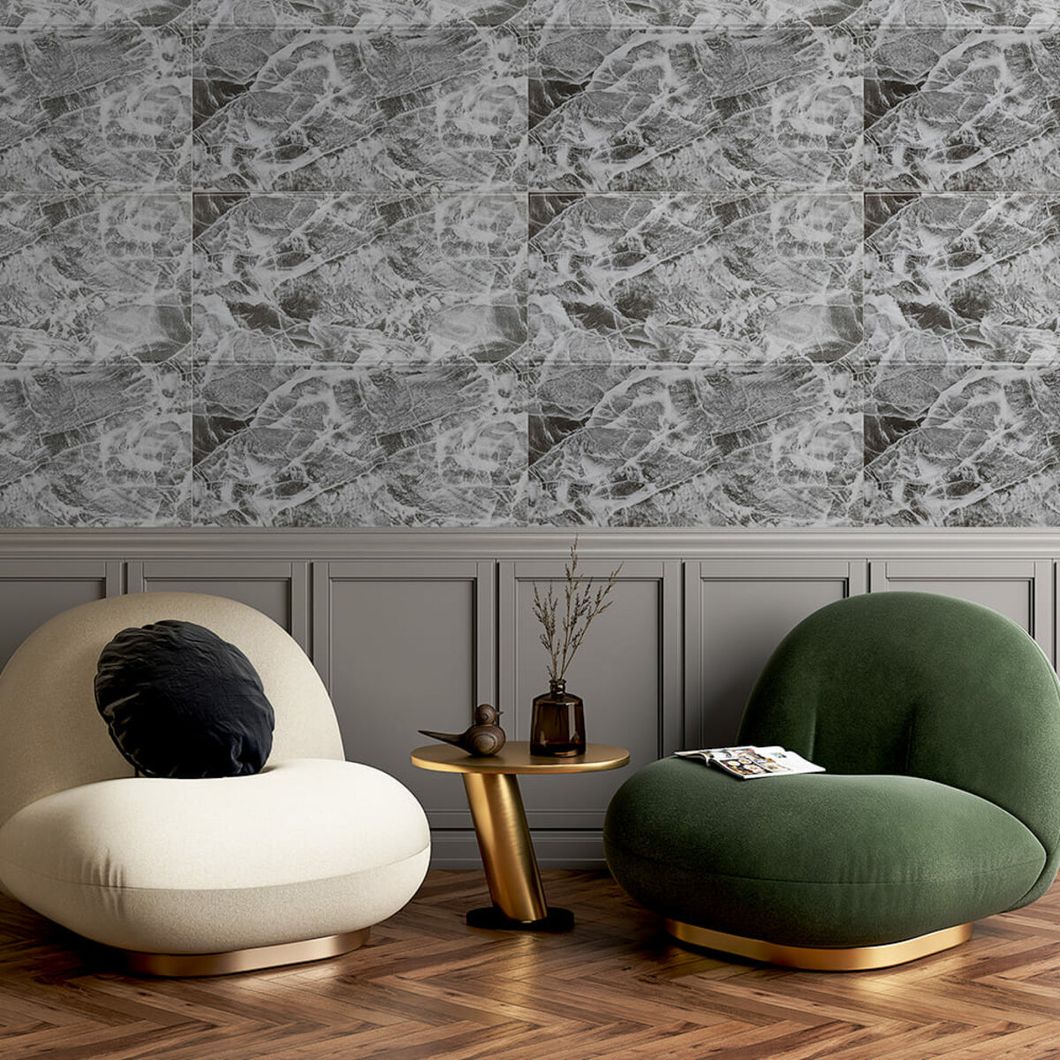 Панель стеновая самоклеящаяся декоративная 3D мраморная плитка 700х700х4мм (192), Серый, Серый