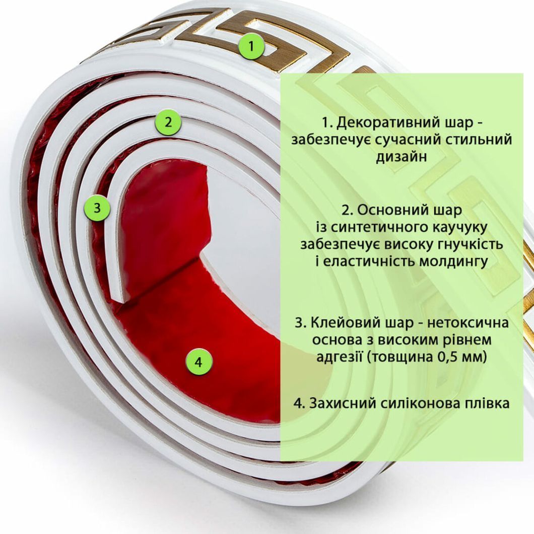 Молдинг 3000х50х6 мм Білий із золотом SW-00002688, Белый+золото
