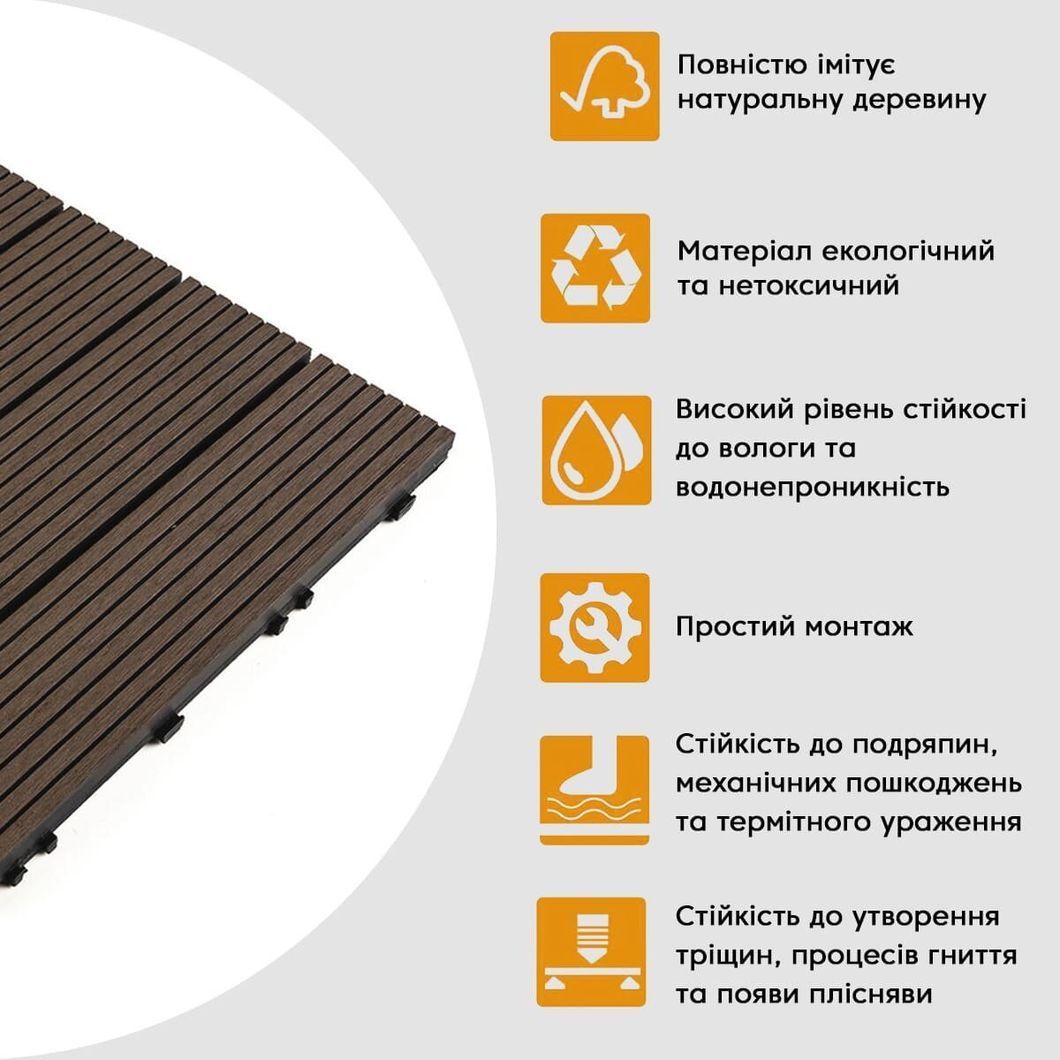 Композитна плитка WPC венге 30*30CM*2СM (D) SW-00001709