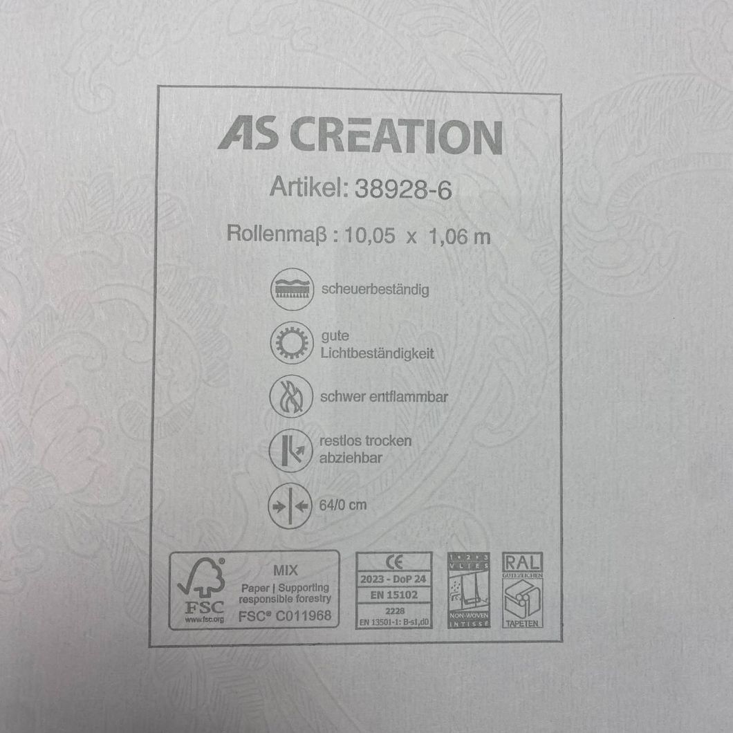Обои виниловые на флизелиновой основе El Palacio (AS Creation) черный 1,06 х 10,05м (38928-6)