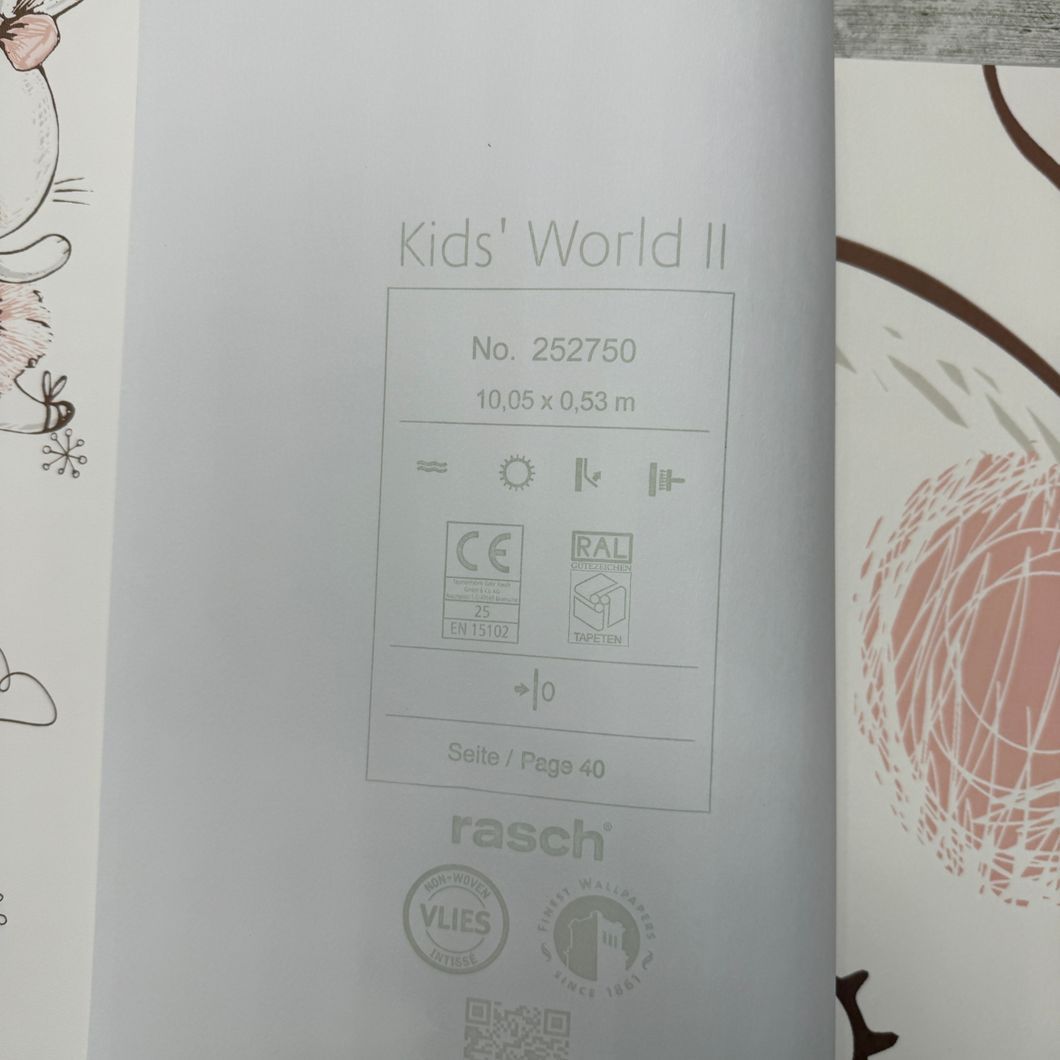Шпалери вінілові на флізеліновій основі Rasch Kids' World 2 рожевий 0,53 х 10,05м (252750)