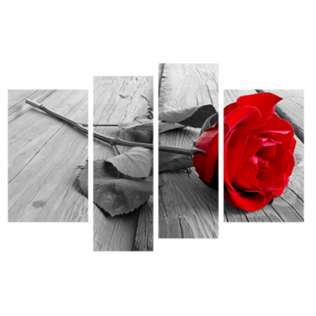 Картина модульна 4 частини Червона троянда 80 х 120 см (8359-А247)