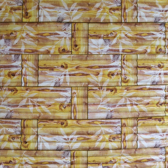 Панель стеновая самоклеящаяся декоративная 3D бамбуковая кладка желтая 700x700x8.5мм (056), Жёлтый, Жёлтый
