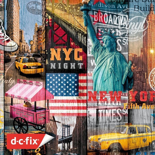 Самоклейка декоративна D-C-Fix Манхеттен різнокольоровий напівглянець 0,45 х 15м (200-3234), Разноцветный, Різнокольоровий