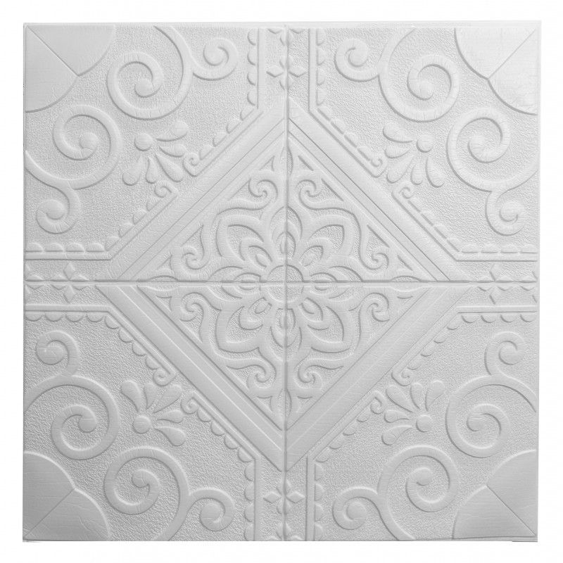 Панель стеновая самоклеящаяся декоративная 3D белая 700x700x7,5мм (170), Белый, Белый