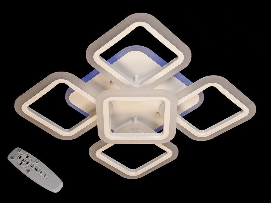 Потолочная LED-люстра с диммером и подсветкой, 65W БЕЛЫЙ (MX2400/4+1S WH), Белый, Белый