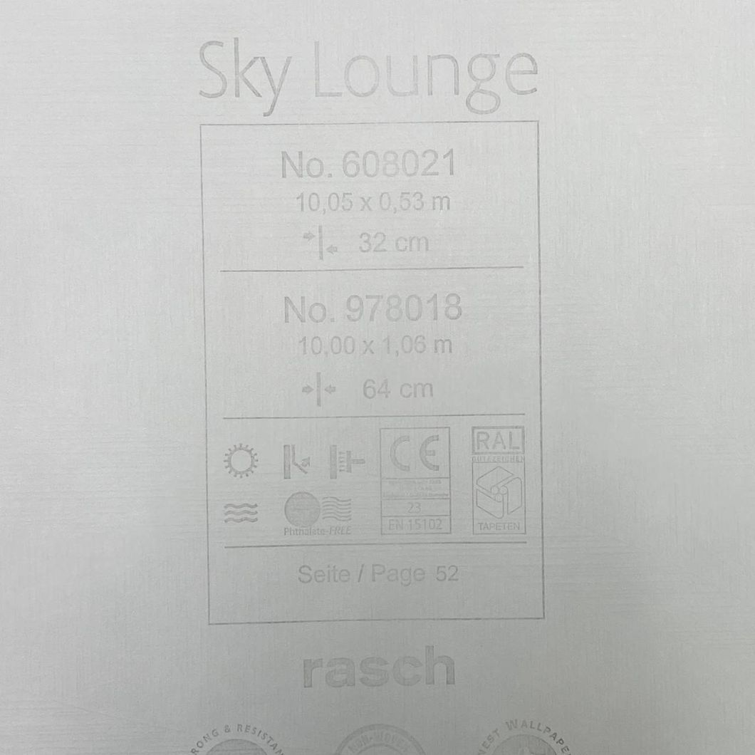 Обои виниловые на флизелиновой основе серо-бежевый Rasch Sky Lounge 1,06 х 10,05м (978018)