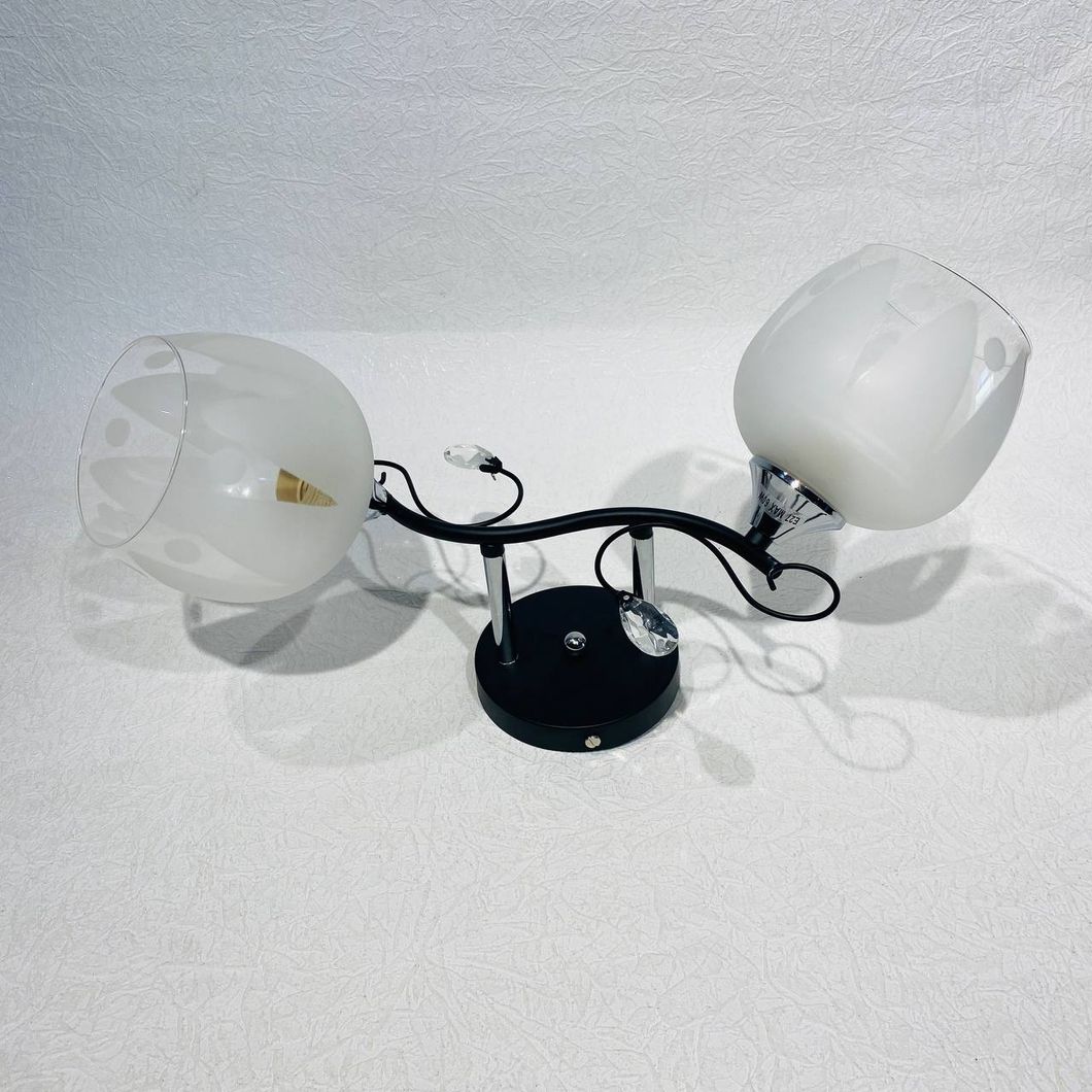 Люстра 2 лампи, чорна у вітальню, спальню скло в класичному стилі (XA1457/2), Черный, Чорний