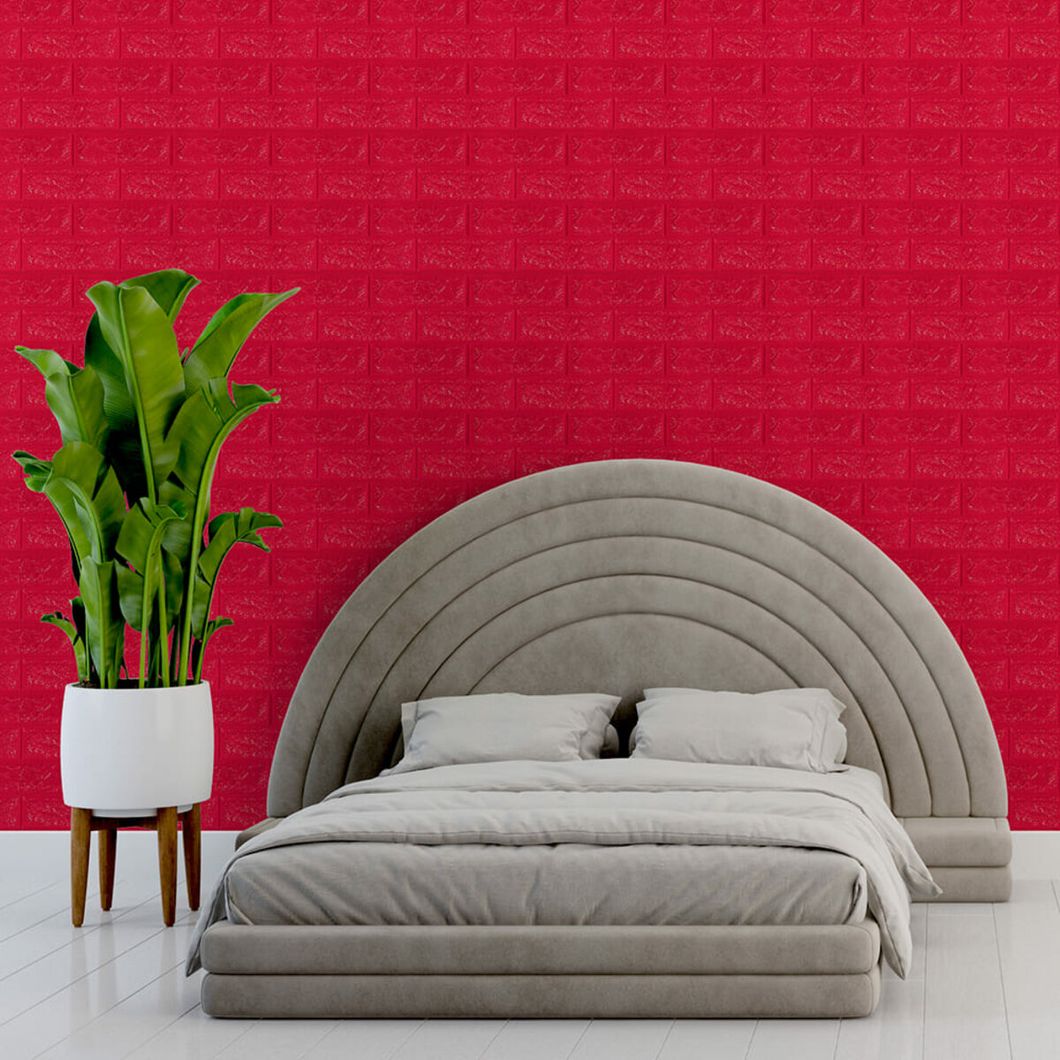 Панель стінова самоклеюча декоративна 3D під цеглу Червону 700х770х7мм (008), Червоний, Червоний