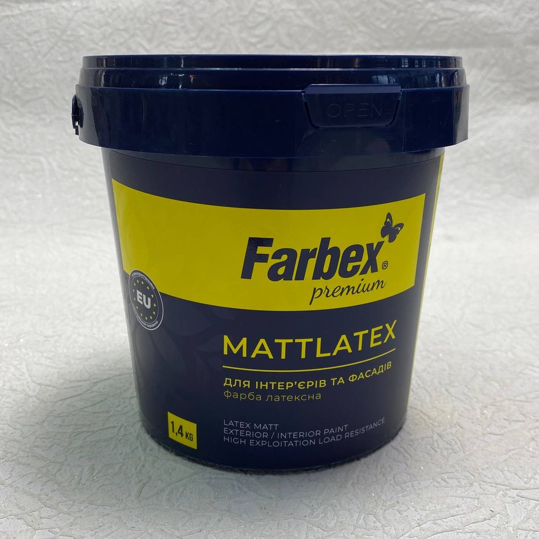 Краска латексная для внутренних и наружных робот Фарбекс MattLatex 1,4 кг (205316), Белый, Белый