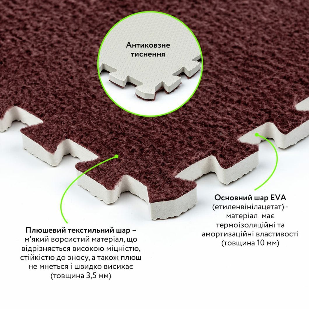 Пол-пазл плюшевый КОРИЧНЕВЫЙ 30*30*1cm (D) SW-00002082, Коричневый, Коричневый