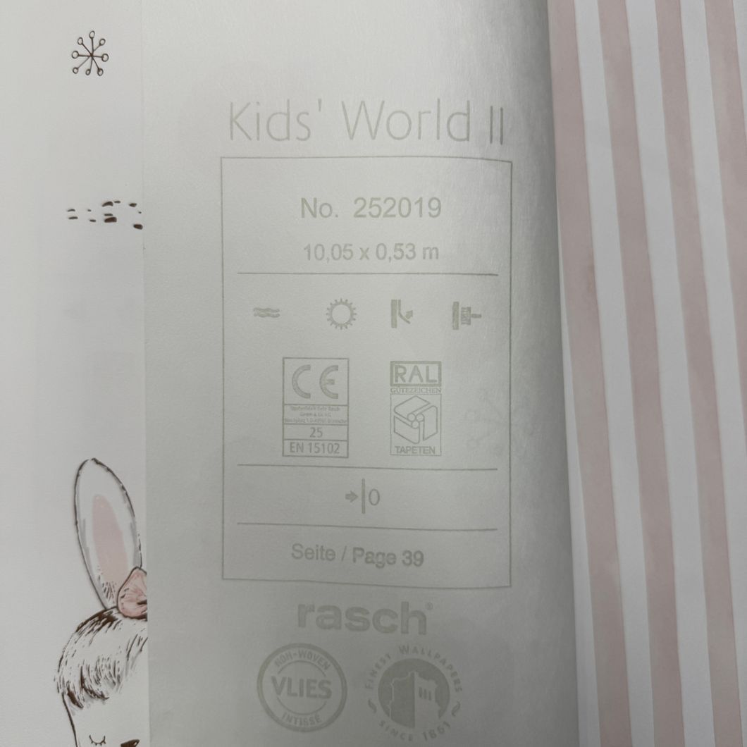 Шпалери вінілові на флізеліновій основі білі Rasch Kids' World 2 0,53 х 10,05м (252019)