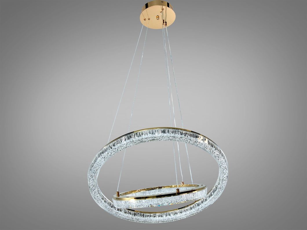 Подвесная LED люстра золото 70 Вт 2 кольца 12 м&sup2;