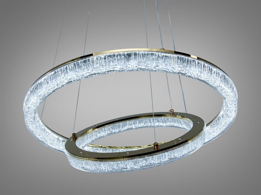 Подвесная LED люстра золото 70 Вт 2 кольца 12 м&sup2;