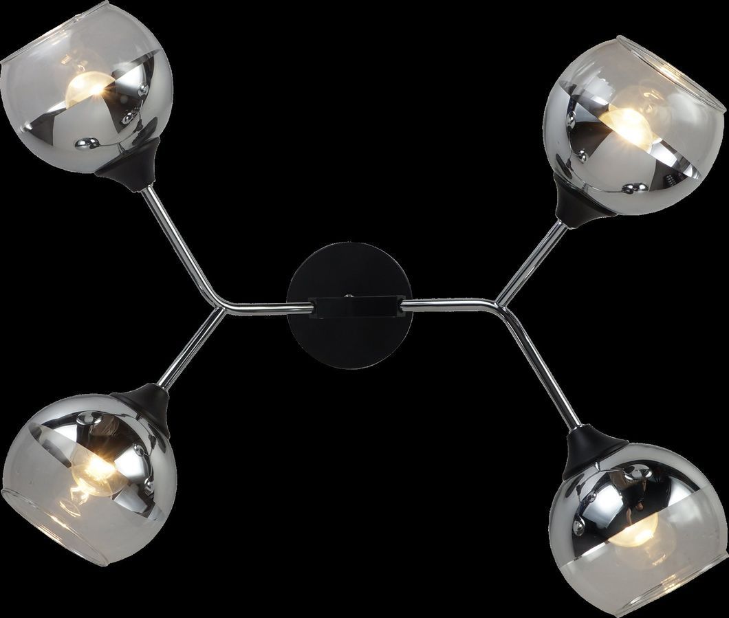 Люстра декоративна INTEREES IS XA1427/4 Black+Chrome на 4 плафона, Черный