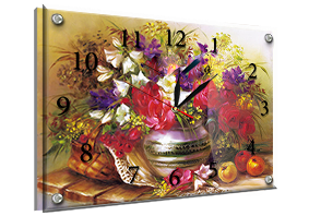 Годинник-картина під склом Букет квітів 30 см x 40 см (3848 - К337)