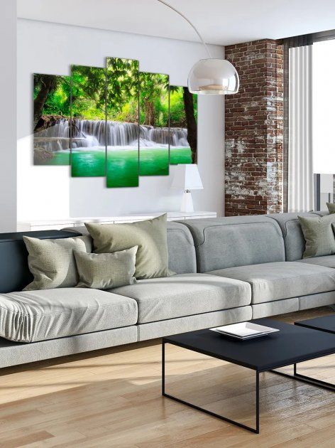 Модульна картина велика у вітальню/спальню для інтер'єру "Красиві водоспади" 5 частин 80 x 140 см MK50123