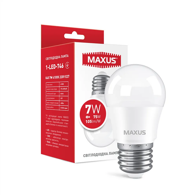 Светодиодная лампа MAXUS A55 8W 4100K 220V E27 (1-LED-774)