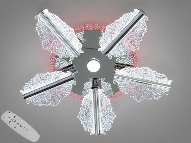 Стельова LED люстра шампань 65W з пультом